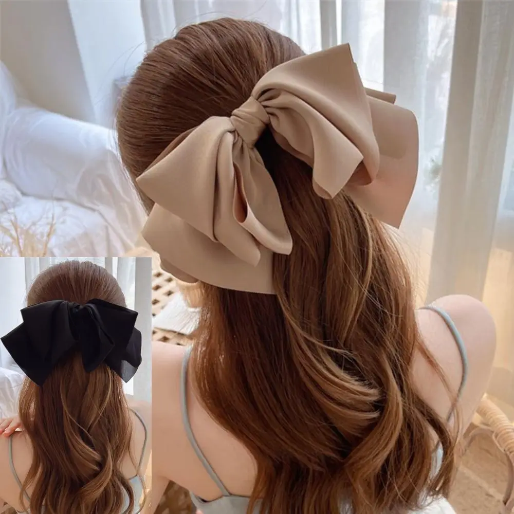 Big Satin Bowknot Hair Clip Korean Multi Layer Hair Pin Hair Bows Fashion Bow Hair Clip Girls Hair Accessories Sweet Spring Clip