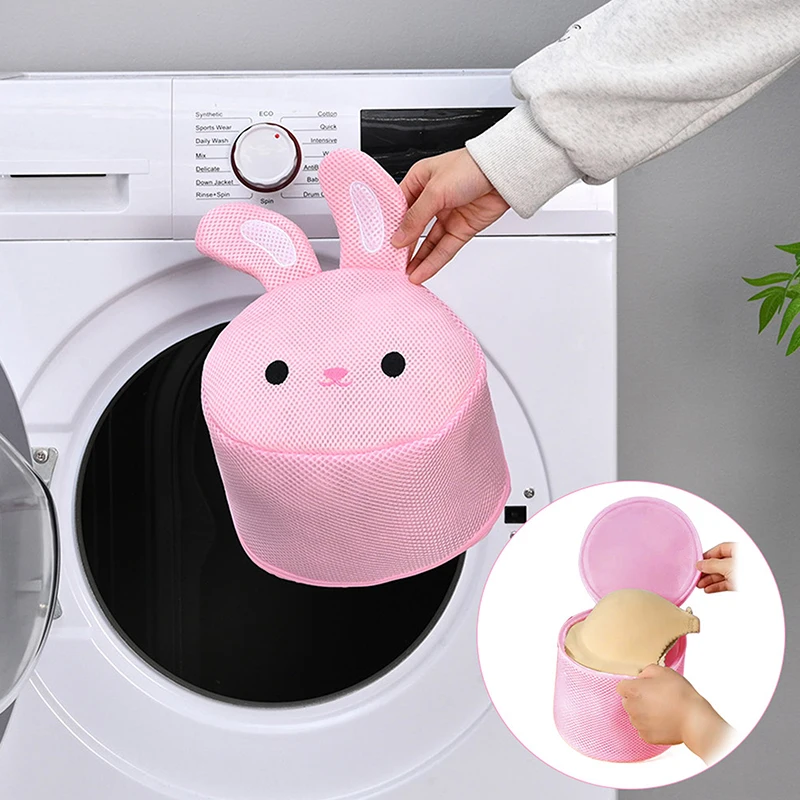 Cute Rabbit Laundry Bag Anti-Deformation Mesh Washing Pouch For Bras, Underwear, Lingerie Machine-wash Special Home Travel Use