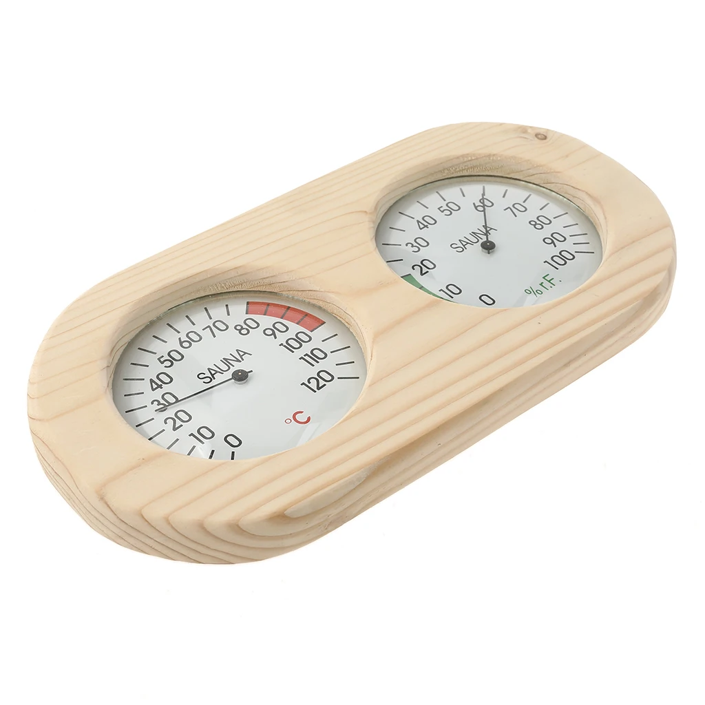 Wooden Sauna Thermometer Hygrometer Temperature Meter Sauna Room Sauna Climate Meter Measuring Station Sauna Thermometer