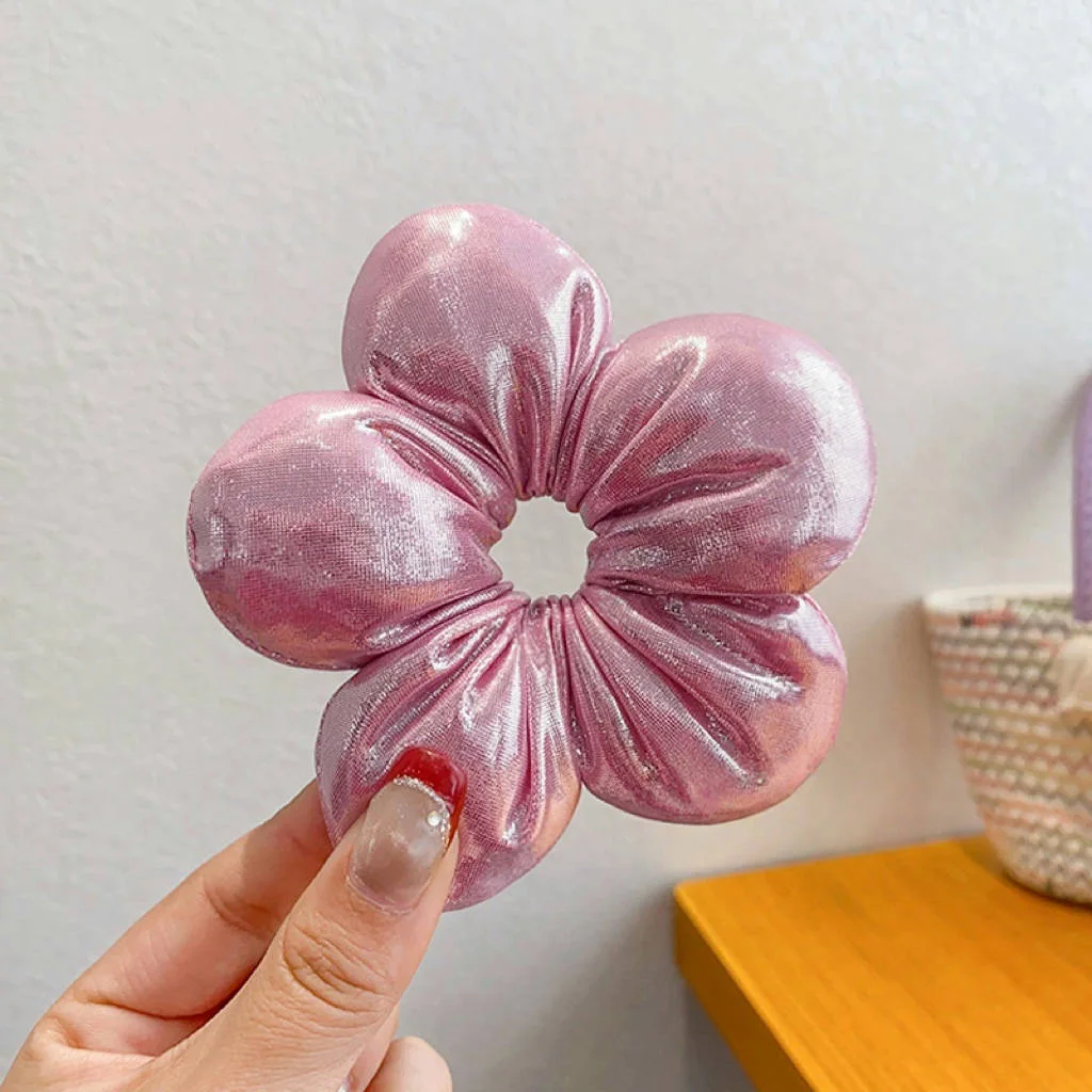 صانع كعكة الكرة Scrunchies التجعيد القطيفة الزهور No-Snag مطاطا للفتيات العلاقات الشعر طفل آمن Accs 3-8Yrs 1 قطعة #5