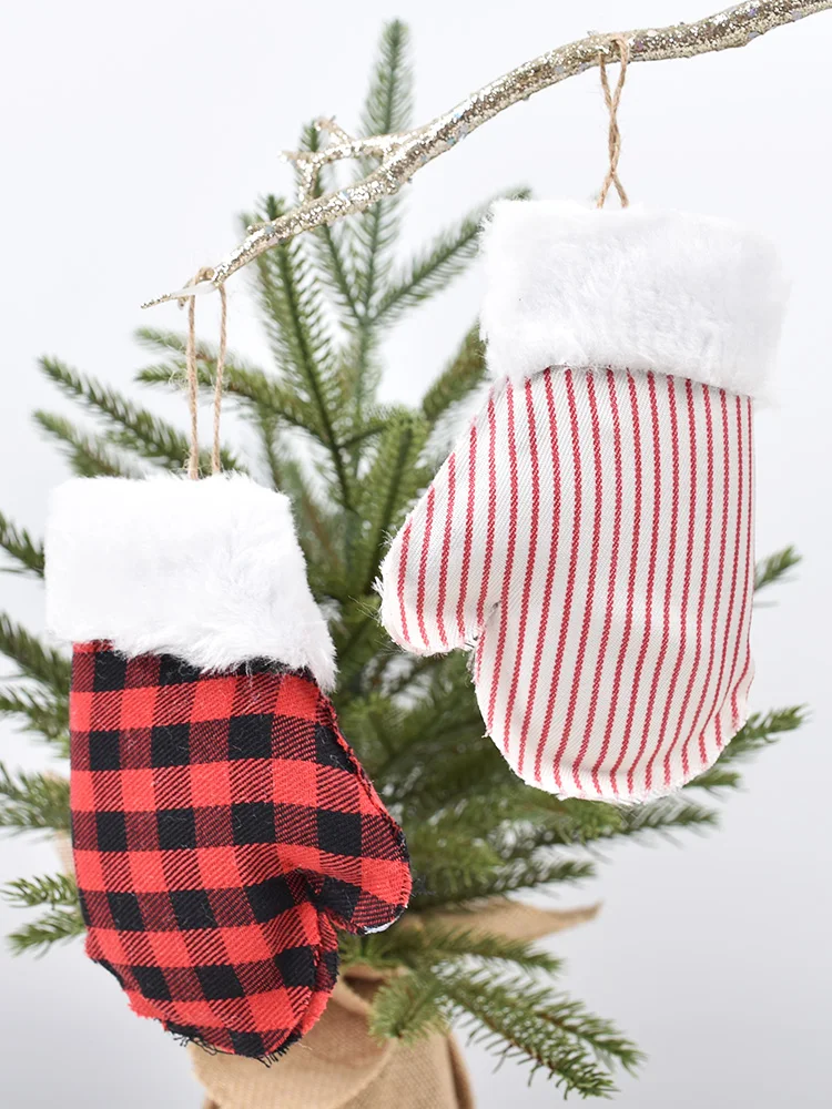 Décorations de Noël, Gants en Tissu PVC, Ornements Suspendus, Pendentifs