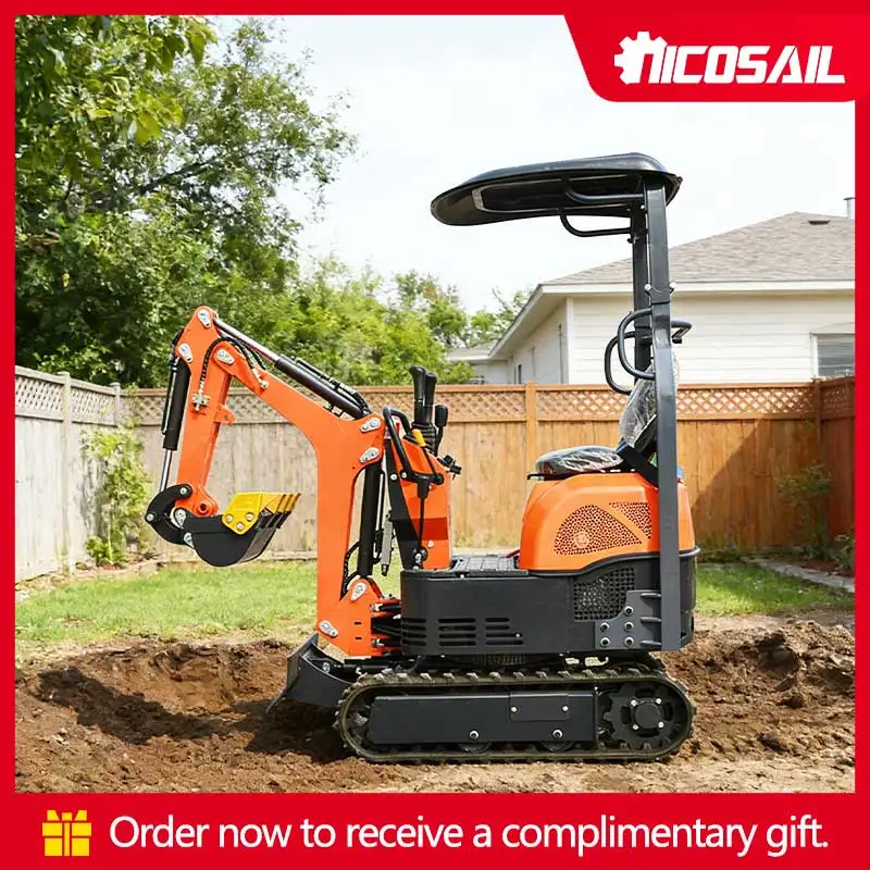 

1 Ton Compact Excavator Zero Tail Swing Rubber Track Digger for Narrow Space Work & Digging Swimming Pool