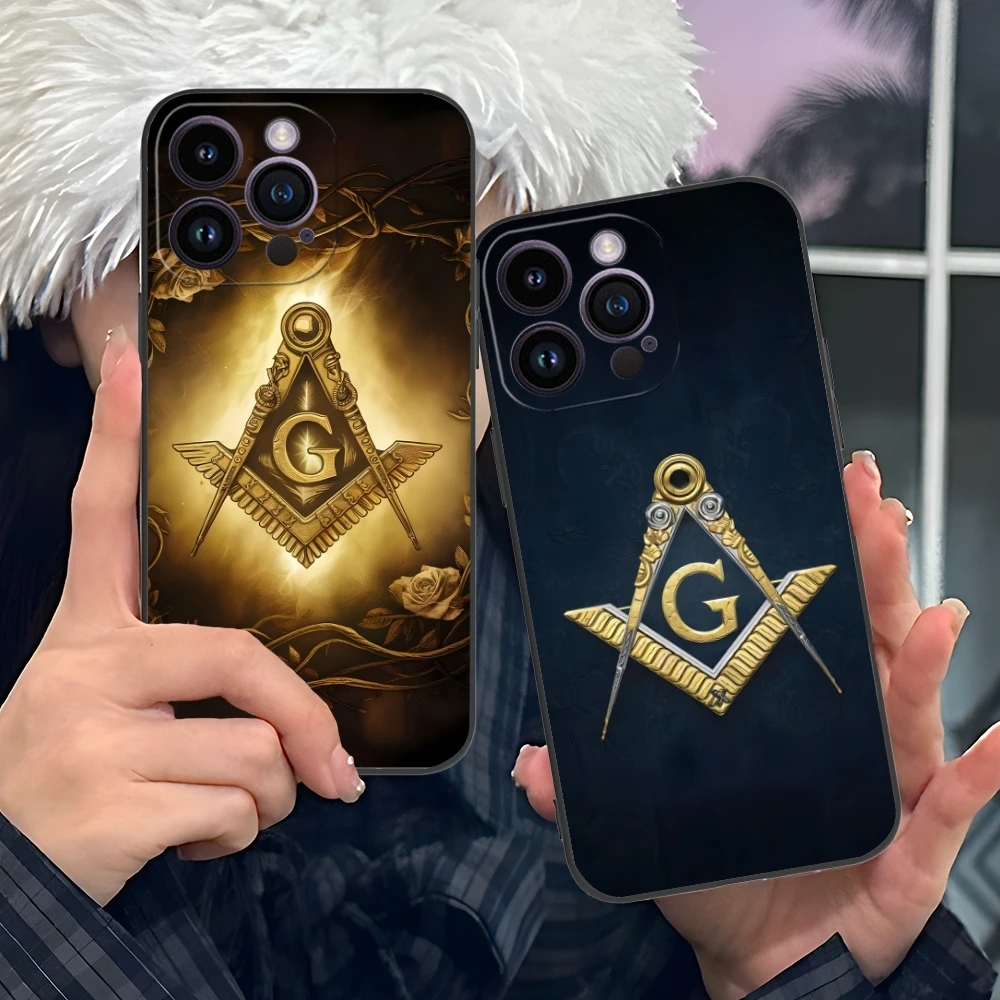 Freemason Painting Color Mobile Cell Phone Case for iPhone 16 15 14 13 12 11 X XR XS 8 7 Pro Max Plus Mini Black Cover Shell