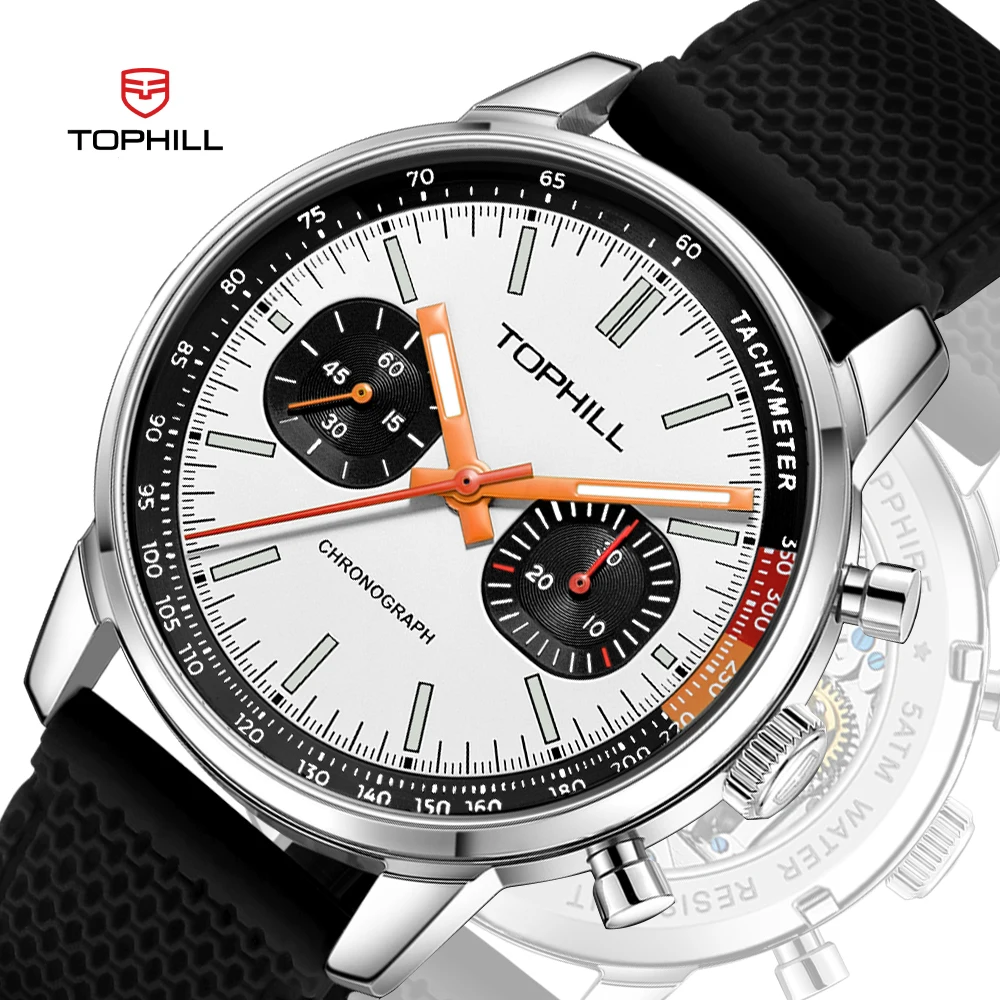 TOPHILL Panda 1963 Chronograph Mechanical Men Watch With Seagull St1901 Movement 40mm Watch For Men Sapphire Pilots Wristwatch