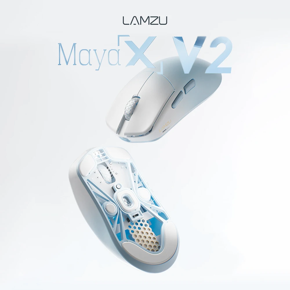 Mouse Sem Fio Ultra Leve LAMZU Maya X V2 47g com Sensor PAW NEXT de Modo Duplo, Taxa de Polling de 8K, Acessórios Ergonômicos para Jogos, Presente