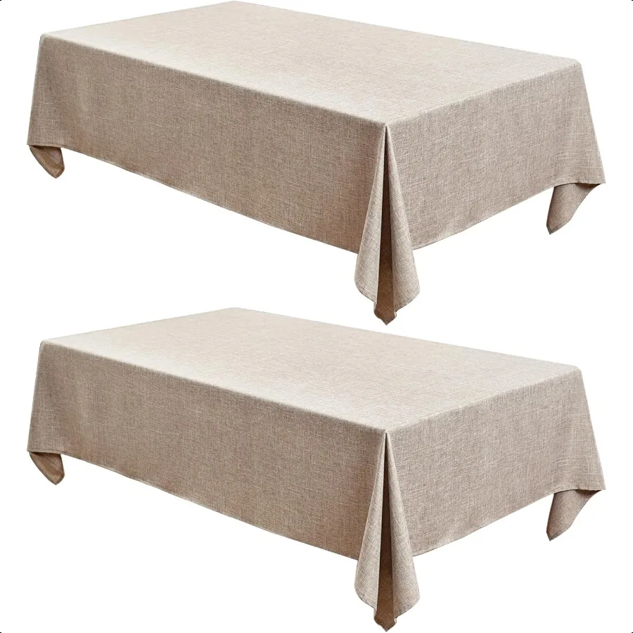 

Faux Linen Tablecloths Rec 60 x 102 Inch 2 Pack Neutral Table Clothes for 68 Foot Tables Nature Faux Burlap Kitchen Table Cover