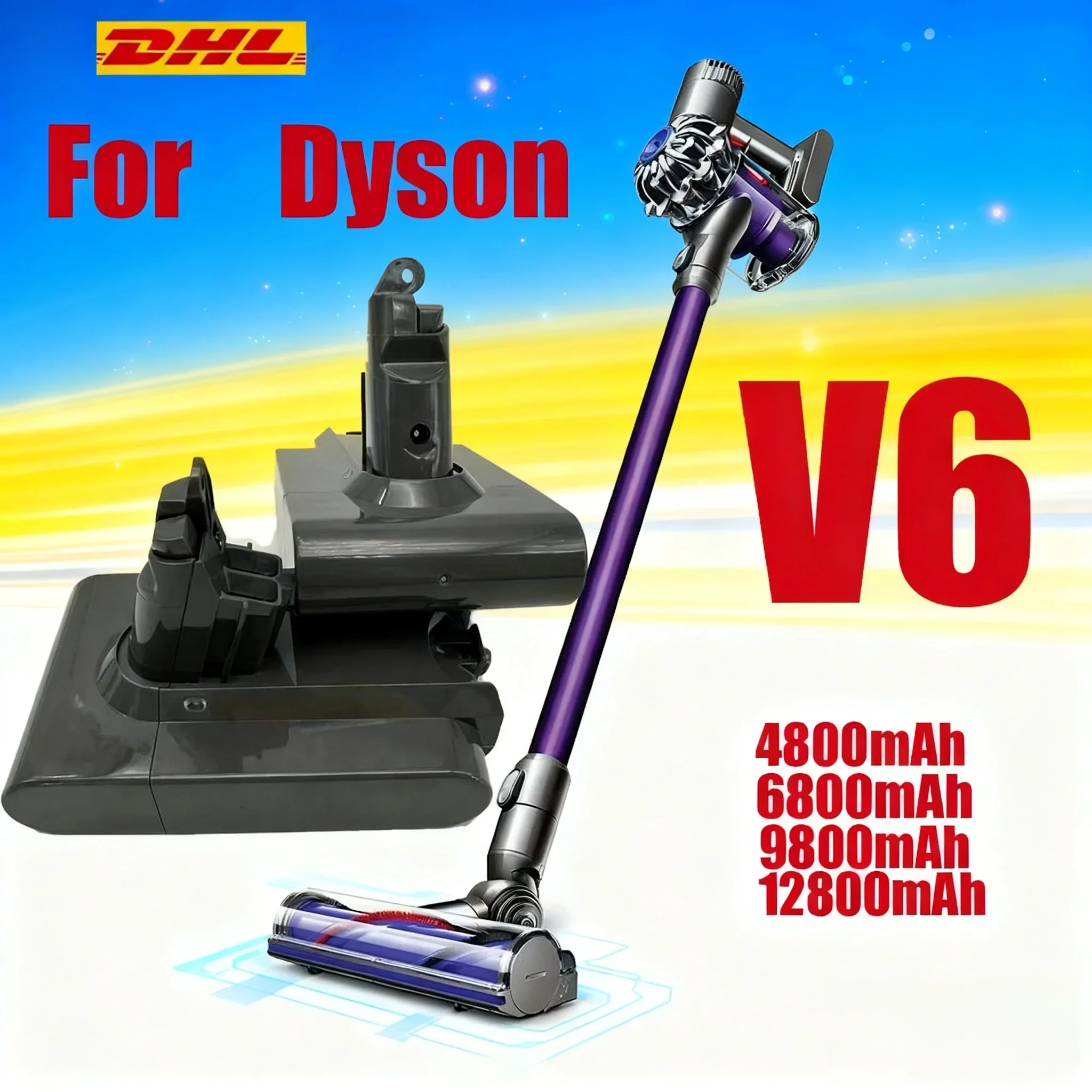

21.6V12800Ah ForDyson battery replacement DC62DC59DC58SV03SV04SV09V6 animal motor head V6ultra-thin V6 absolute vacuum battery
