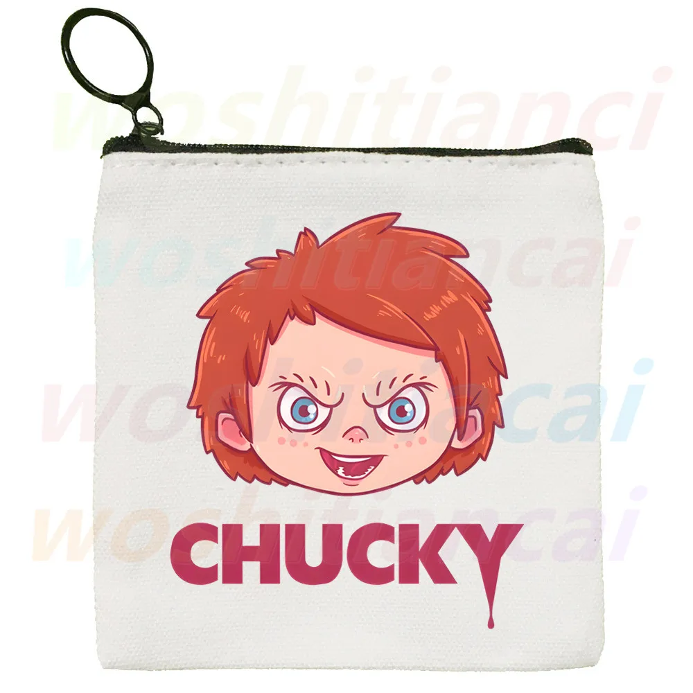 Bride of Chucky Scary Horror Chucky Canvas Coin Purse Custom Logo Storage Pouch Canvas Bag New Coin Bag Key Coin Purse