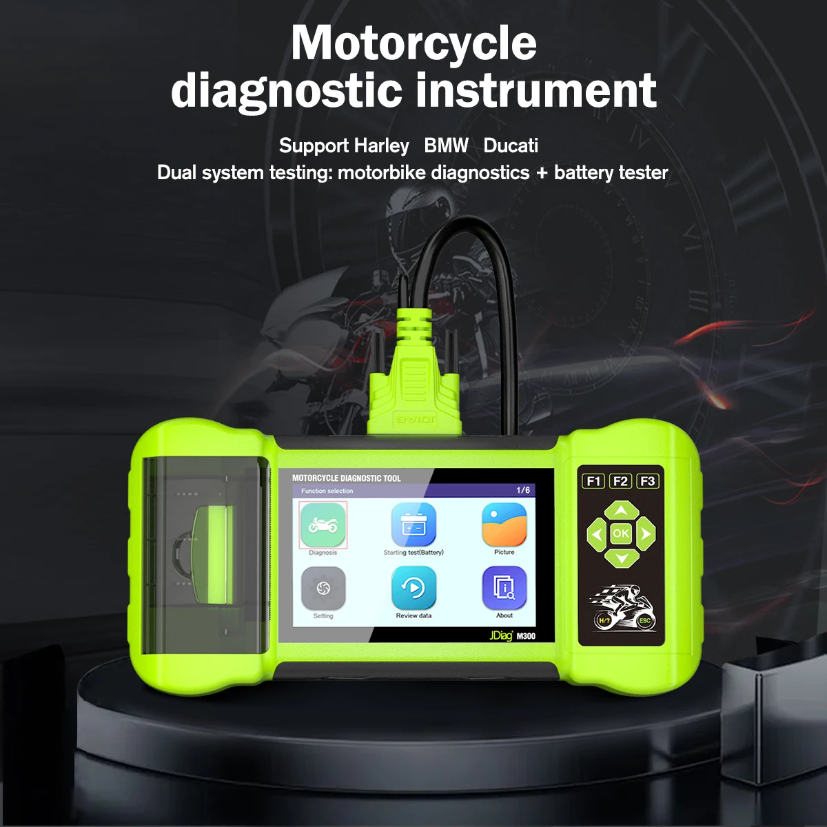 JDiag M300 Obd2 أدوات تشخيص الدراجات النارية الماسح الضوئي لـ AEON BMW DUCATI وKawasaki