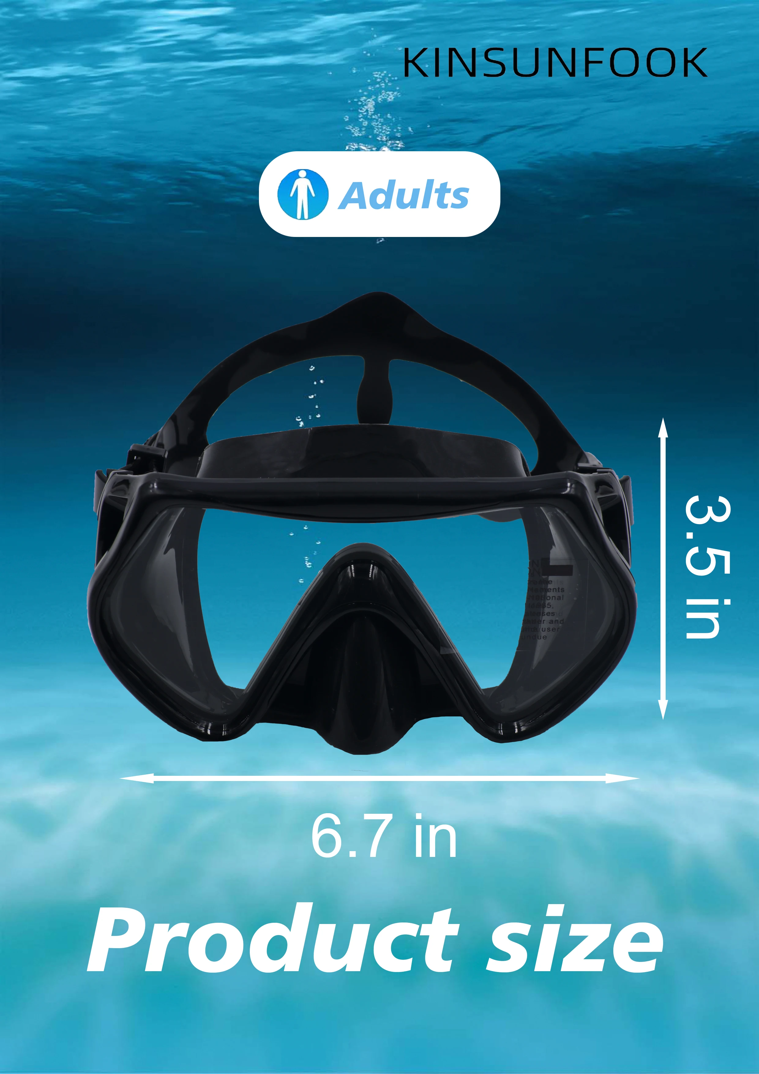 Snorkel Mask Swimming Goggles Scuba Diving Silicone Skirt Tempered Glass Len Wide View Training with Nose Cover Adjustable Strap