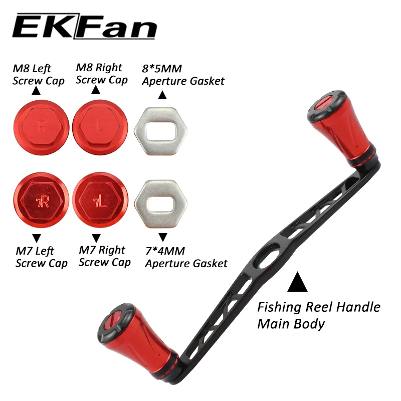 EKfan 130MM CNC Aluminum Baitcasting fishing reel handle Universal Fit A/S/D 8*5/7*4mm hole Left Right Interchangeable