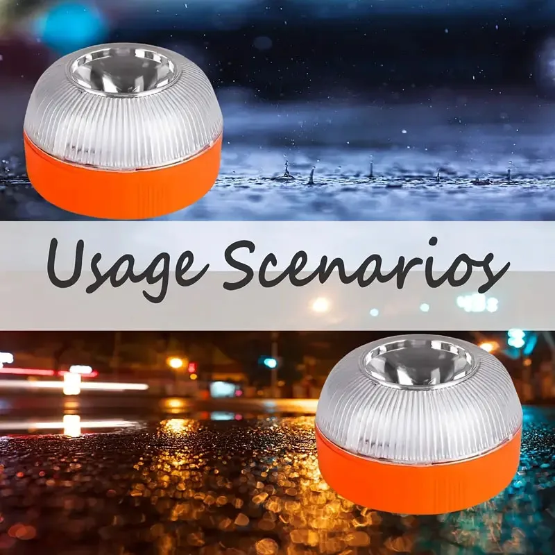 1/2pc Magnetic Flashing Yellow Emergency Lamp Safety Alert Light need AAA Battery Power for Outdoor Camping Road Safety Light