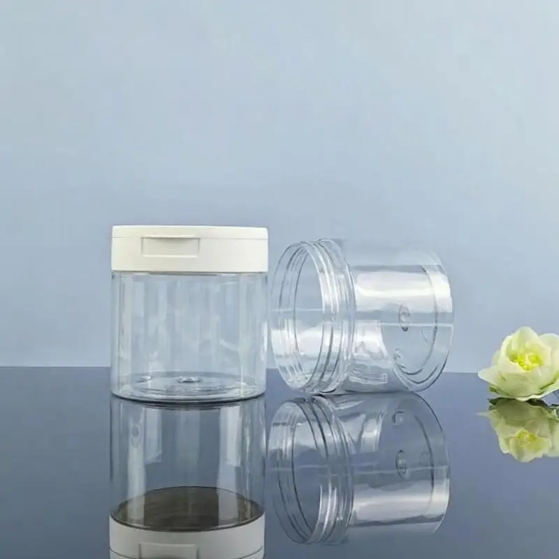 Make-up-Entferner-Pads im Glas mit Pinzette, runder, transparenter Behälter, leere Flaschen, Flasche mit breitem Mundstück und Klappe, Aufbewahrung für Lotion – Detail 4