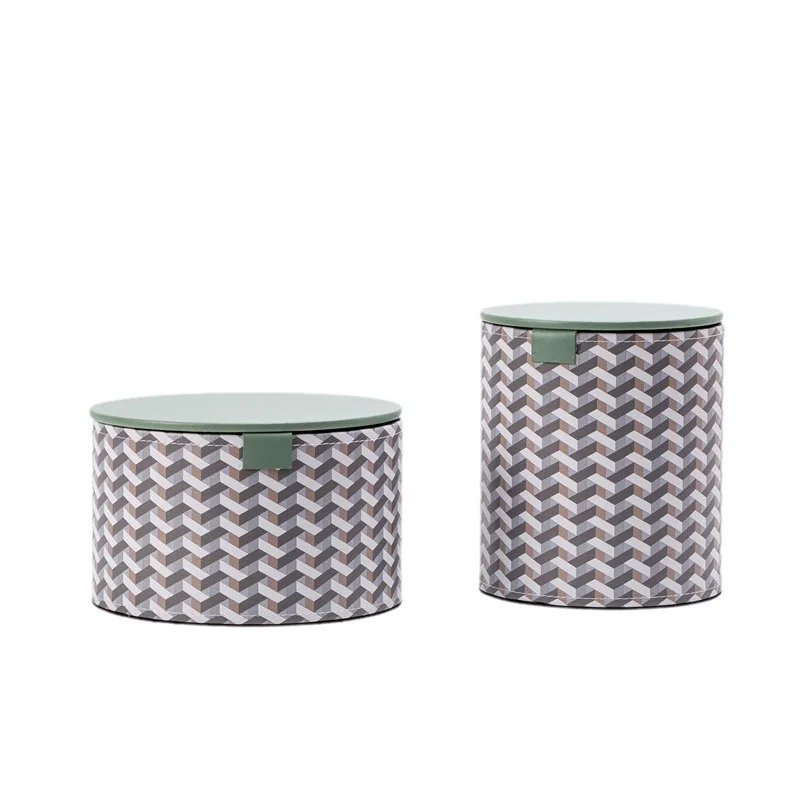

Cream series, green plaid, round leather, jewelry box, storage box.