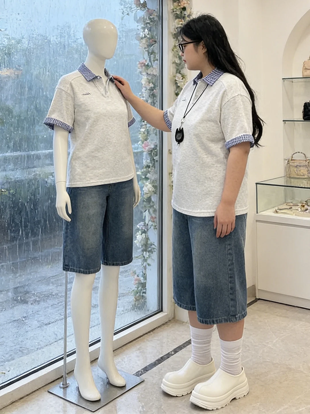 

Американские джинсовые шорты с высокой талией и широкими штанинами для женщин, летние, новые, больших размеров, прямые, укороченные, с эффектом похудения