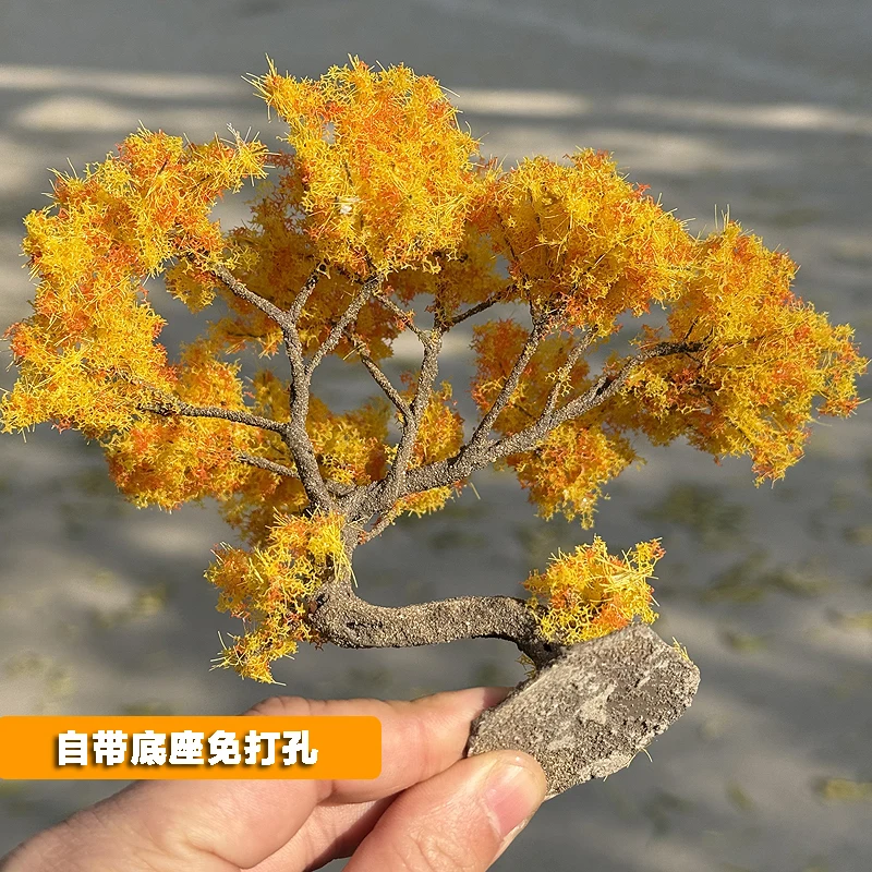 شجرة سلكية خريفية مصغرة مع نموذج قاعدة شجرة القيقب شجرة المناظر الطبيعية تمثال منصة الدعامة شجرة نموذج طاولة الرمل