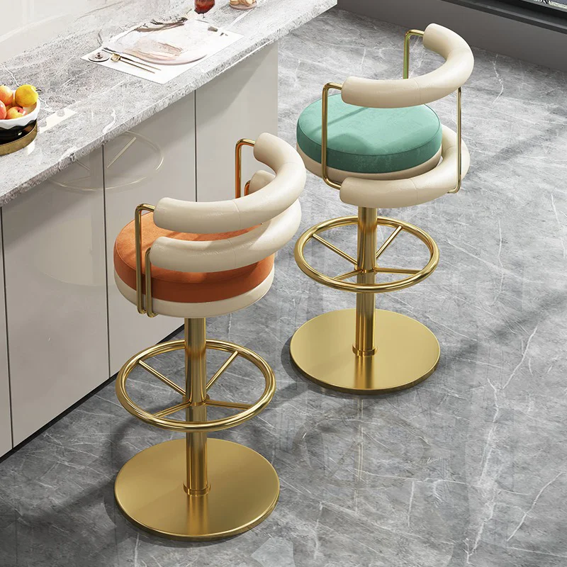 

vbLuxury Golden Stainless Steel Bar Stools High-Quality Metal Frame Velvet Upholstered Chair Furniture for Commercial/Home Use*
