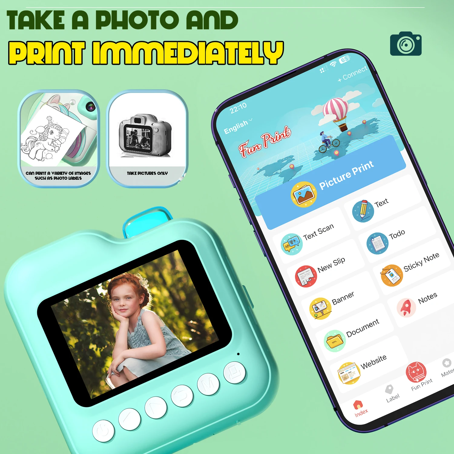 Kids Camera Instant Print Boys Girls Gift Children Digital Video Camera Photo Thremal Printing 32G TF Card Enducational Toys