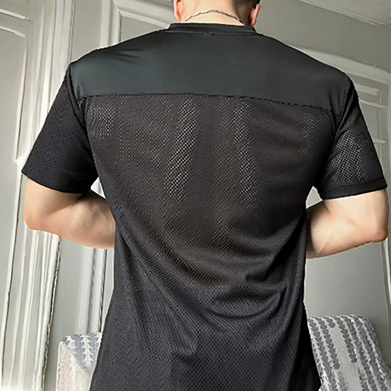 American-style Training Mesh Quick-drying Sports T-shirt For Men Fitness Short-sleeved Basketball Loose And Breathable Top