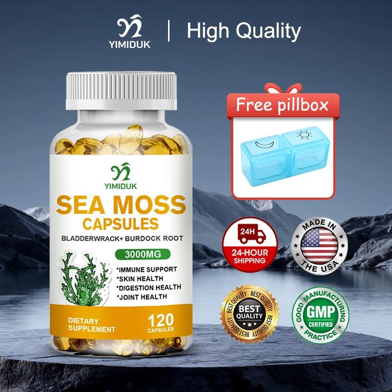 

Premium Sea Moss Capsules, with Burdock Root, Support Thyroid & Joint & Skin Health, Promotes Hair Growth & Overall Vitality