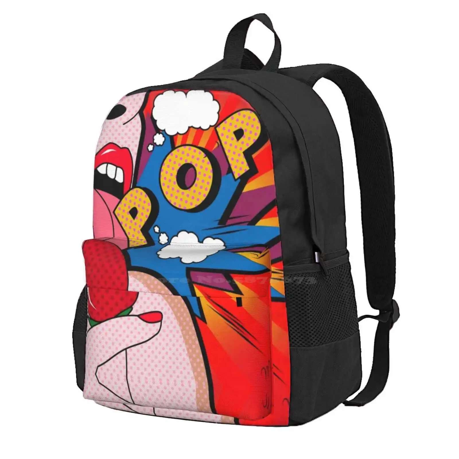 

Популярное искусство, лидер продаж, школьный рюкзак, модные сумки с губами, поп-культурой, клубничным комиксом, классная Милая ретро-одежда с юмором