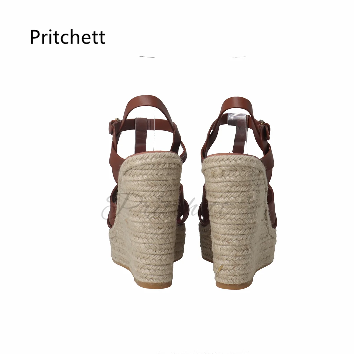 Skórzane splecione espadryle sandały na koturnie z wysokim obcasem obcasy damskie klamry letnie buty luksusowy Design niestandardowy kolor