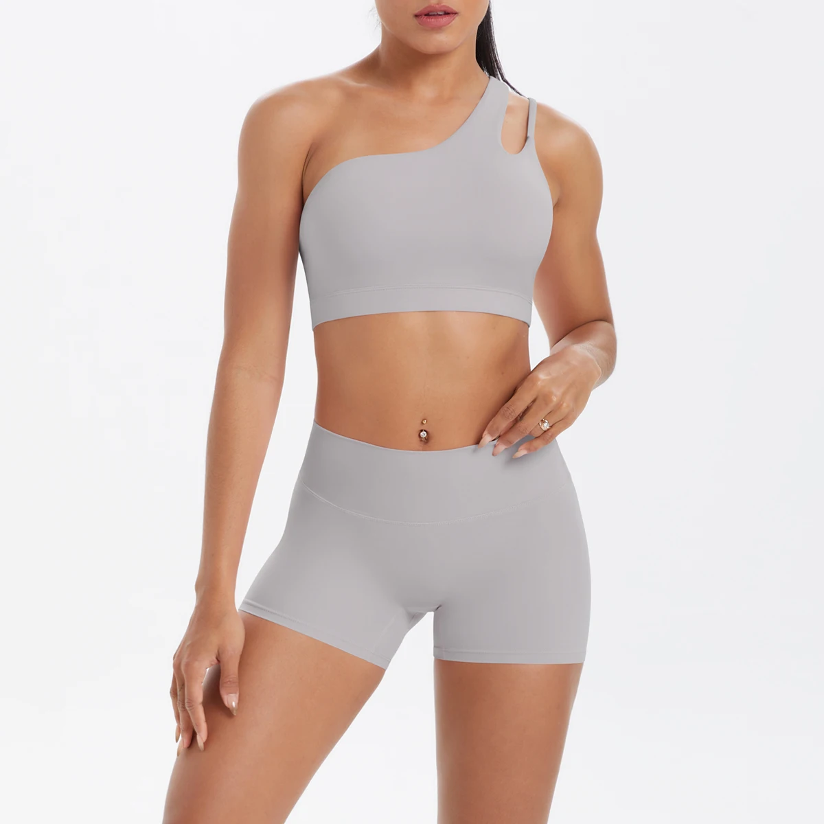 Yoga Anzug Sport Set Gym Sport Crop Tops Einfarbig Nylon Yoga Bh Laufen Radfahren Sport Gym Workout Yoga Shorts – Detail 35