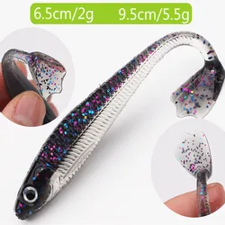 6.5cm/2g 9.5cm/5.5g Frog Palm PVC Fishing Lure 3Pcs/Bag Silica Gel T-Tail Soft Bait For Bass Pike Perch Mandarin