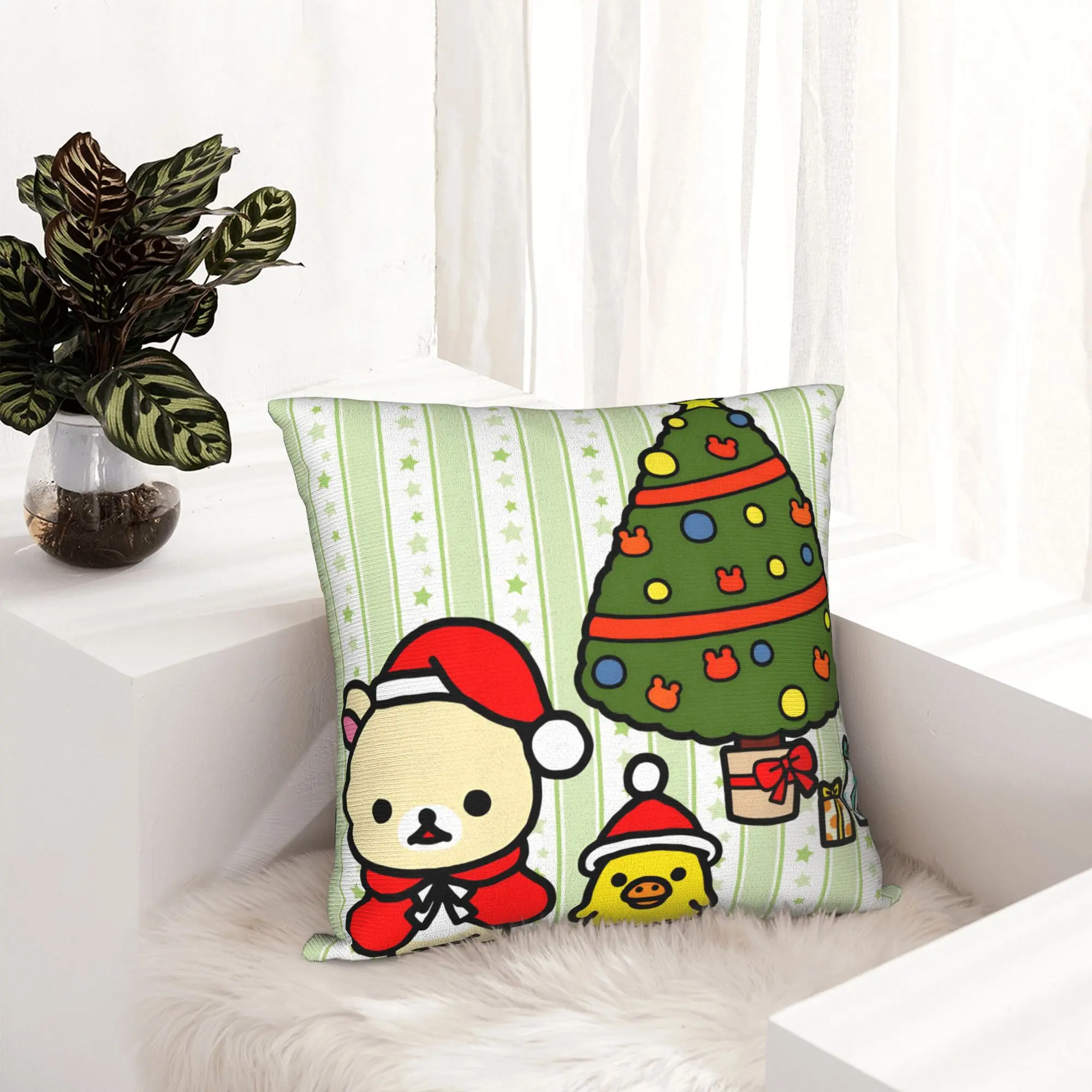 Rilakkumas Merry Christmas Korilakkumas Pillowcase Printing Polyester Cushion Cover Gift  Pillow Case Cover Home Dropshipping