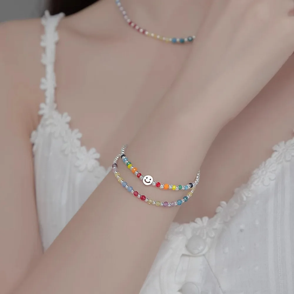 

*S925 Sterling Silver Rainbow Bracelet Korean Edition Simple, Fresh, and Sweet