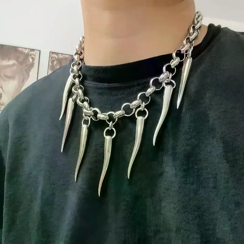 فاسق الجمالية التيتانيوم الصلب مخروط قلادة قلادة كول الإكسسوارات هندسية الرقبة سلاسل القوطي الجرونج روك مجوهرات هدية #1