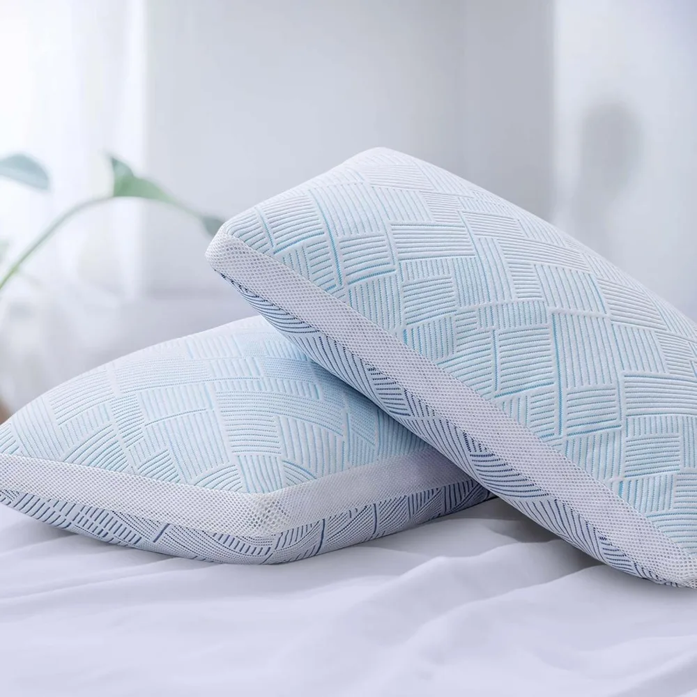 

Shredded Memory Foam Cooling Soft Bamboo Viscose Pillows King Set of 2, Adjustable Hypoallergenic Hotel Quality Pillows for Side
