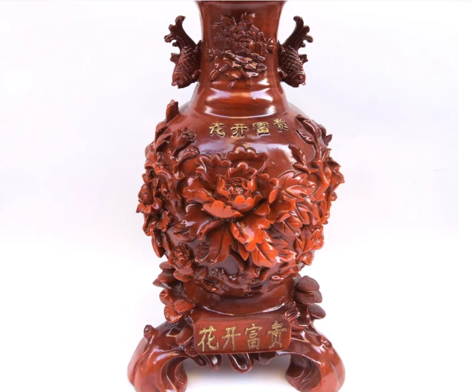 

Flower rich wood root tree carved vase decoration imitation mahogany carved solid wood decoration home accessories living room d