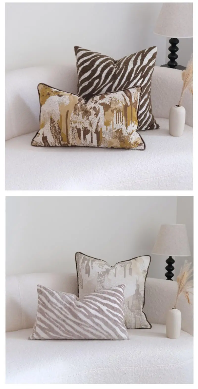 Moderner Minimalistischer Luxus Ölgemälde Zebra-Muster Kissenbezug Cojines Kopfteil-Kissen Dekorative Sofakissenbezüge für Zuhause – Detail 4