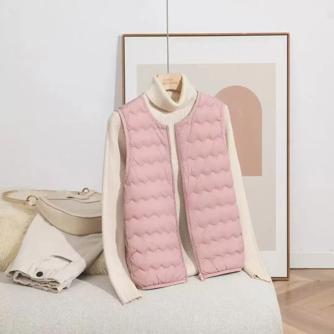 سترة نسائية جديدة لعام 2025 خفيفة الوزن بدون أكمام سترة مموجة بدون رقبة ووسادة كتف وبطانة داخلية من نسيج النايلون قصيرة... #3