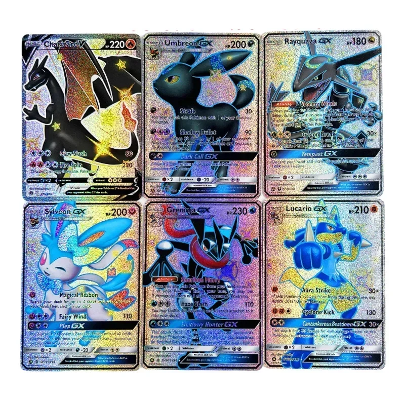 PTCG Pokemon Kaarten 53 Piezas Charizard Greninja Tarjeta de colección refractiva Celebración de cómic para niños, juego de cartas, juguetes, regalos