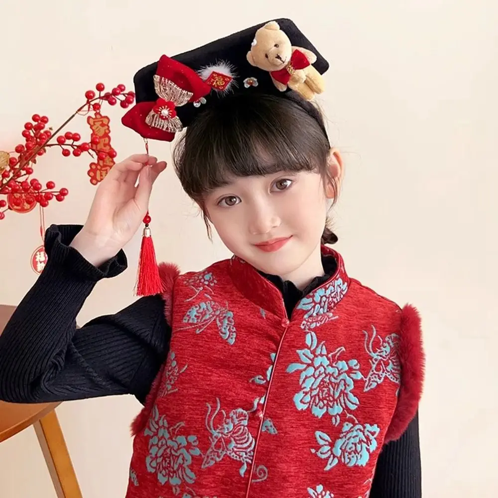 

Flower Chinese Style Headwear Velvet Bow Snake Year Ancient Style Gege Headband Tassel Antique Hair Band Hanfu Headwear