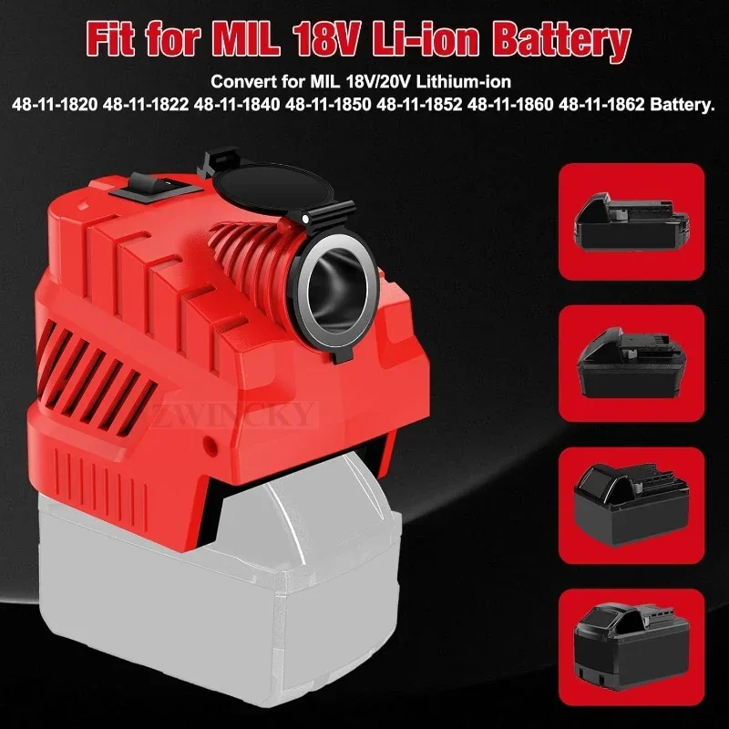 Car/Vehicle Refrigerator Power Supply for Milwaukee/Dewal/Makita，18V Battery Cigarette Lighter Interface DC 12V Buck Converter
