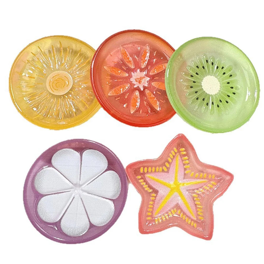 5PCS Lemon Fruit Plate Series Miniature Flat Back Resin Cabochons For Hairpin Scrapbooking DIY Home Decor Craft Accessories