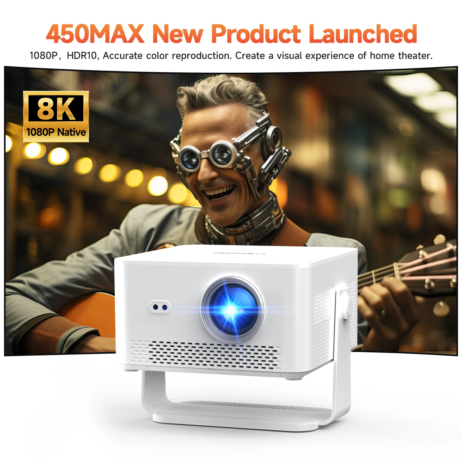 Magcubic HY450MAX Tragbarer Outdoor-Projektor 1100ANSI 1080P Autofokus 8K-Unterstützung Android 14 WiFi6 Beam Mini-Projektor – Detail 3