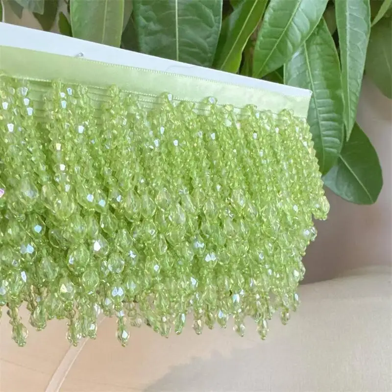 5,5 cm hohe Kristallanhänger-Perlenfransen-Spitze für DIY-Kleidung, Bühnenbekleidung, Heimdekoration, Kopfschmuck, dekorative Perlenquasten