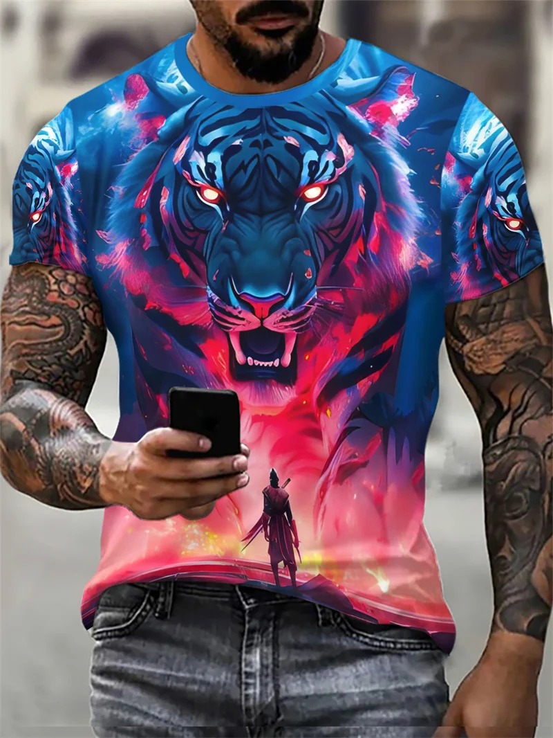 Motorcycle Graphic Men's Street Outdoor T-Shirts Short Sleeve 3D Printed Hip Hop T Shirt 6XL Plus Size Loose Casual Tops