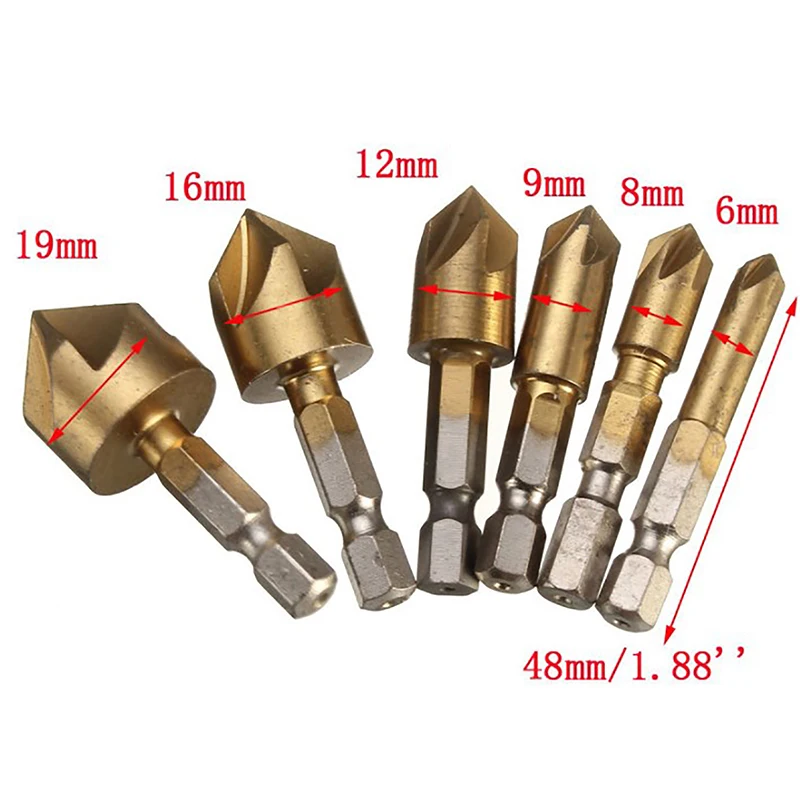 

3Pcs 6/8/9/12/16/19mm 1/4 HSS Countersink Boring Drill Bit Set For Wood Metal Quick Change Drill Bit Tool Chamfer Drill Tool DIY