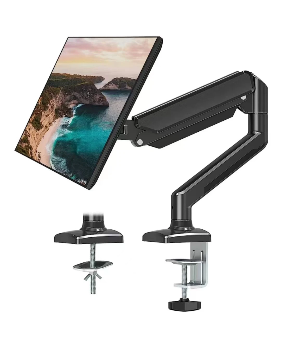 Suszhe Single Monitor Arm for 13-32 inch Screens, Adjustable Gas Spring Monitor Mount Holds up to 22 lbs, Max VESA 100x100mm