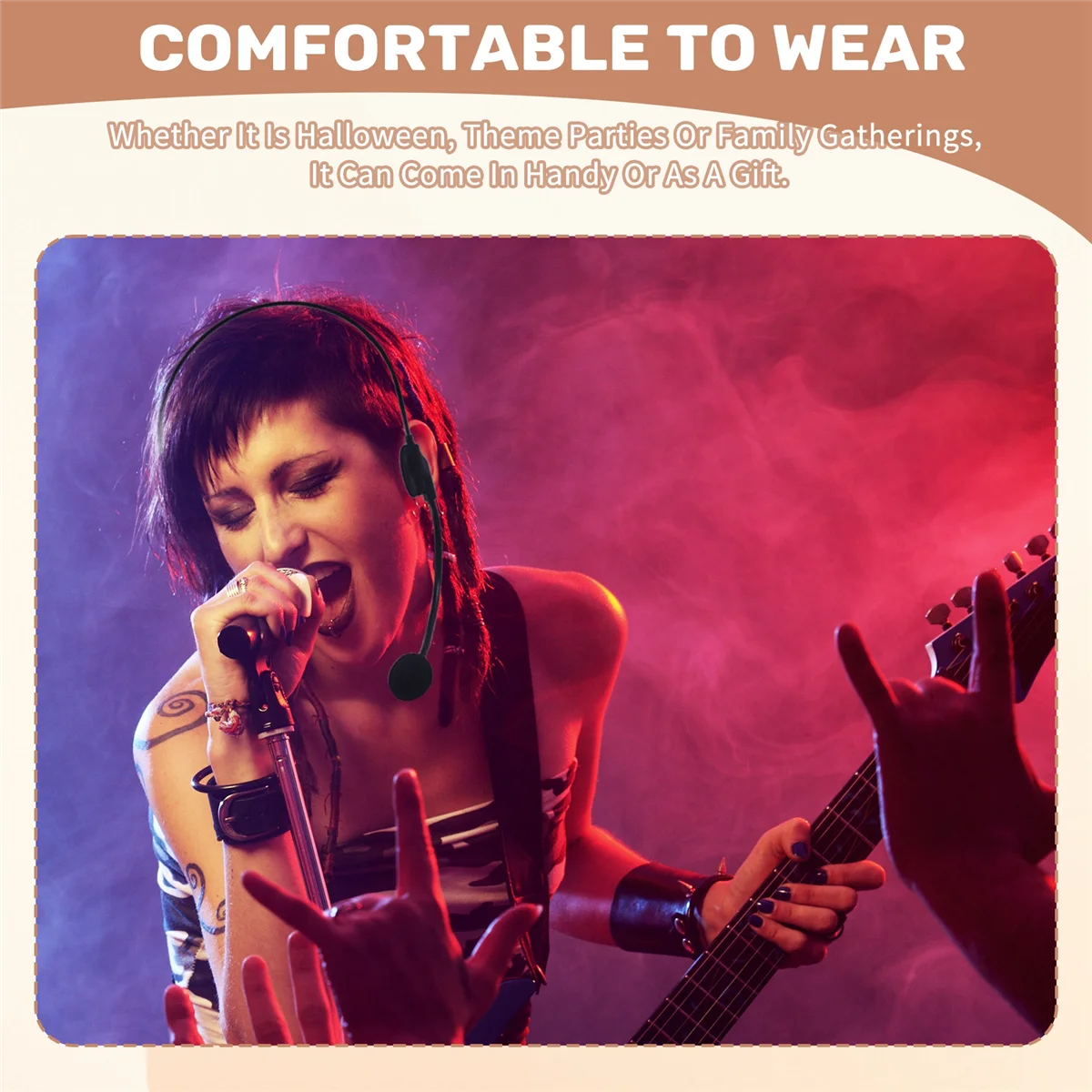 SMIEA 2 pezzi accessori per cuffie cosplay cuffie con microfono finto per decorazioni per cantante rock star per oggetti di scena per feste di Halloween