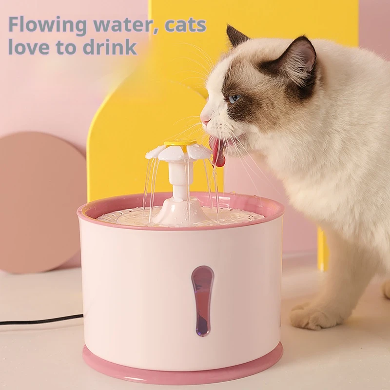 2.4L Pet Cat Dispenser Drinking Water Fountain Activated Carbon Filters LED Automatic Feeder Container USB Interface