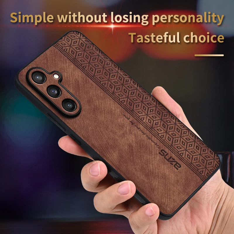 For Samsung Galaxy S24 FE Case Luxury PU Leather Clothes Skin Texture Slim Ultra Back Cover For Samsung S24FE Phone Funda Cases