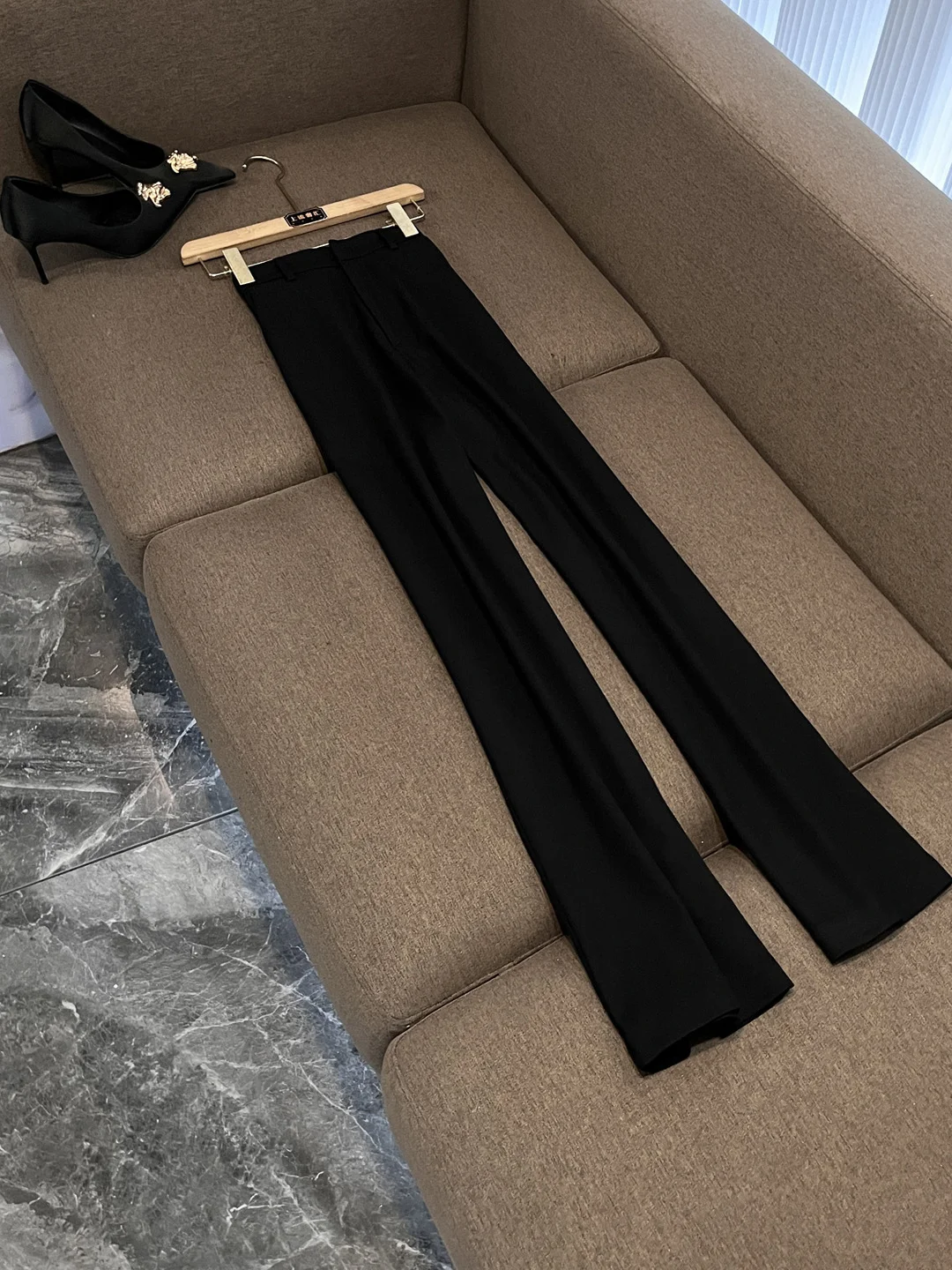 

Bla Woolen Straight Leg Pants Women's Autumn Winter New Sle Dra Sensation Tuxedo Pants High Waist Wide Leg Trousers