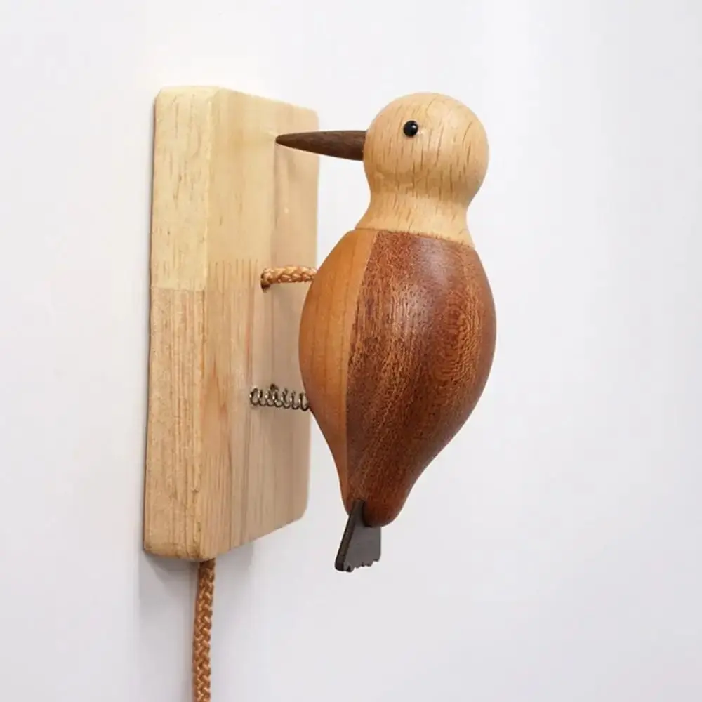 Housewarming Door Knocker Retro Cute Woodpecker Design Pendant Doorbell Beautiful Handmade Wooden Woodpecker Gift