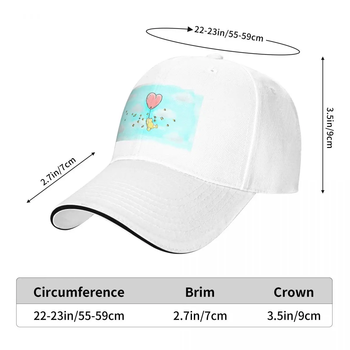 Winnie The Pooh Cap Fashion Casual Baseball Caps Adjustable Hat Hip Hop Summer Unisex Baseball Hats Customizable Polychromatic